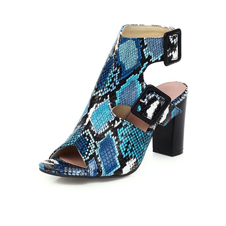 Buckle Chunky Heel Open Toe Kvinders Afslappede Sandaler