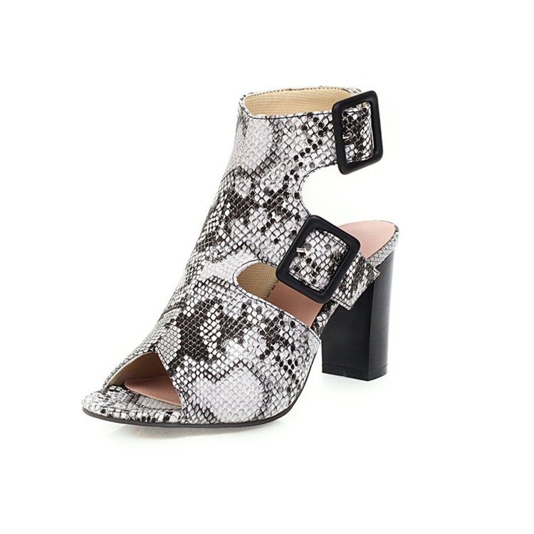 Buckle Chunky Heel Open Toe Kvinders Afslappede Sandaler