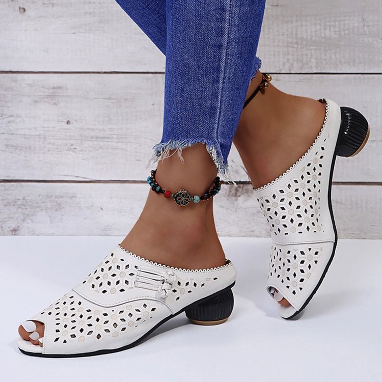 Chunky Heel Slip-on Flip Flop Tøfler Til Kvinder