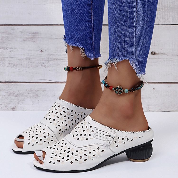 Chunky Heel Slip-on Flip Flop Tøfler Til Kvinder