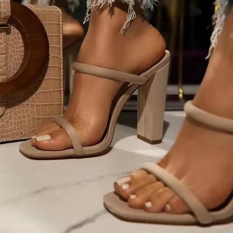 Flip-flop-tråde Til Kvinder Chunky Heel Western Tøfler