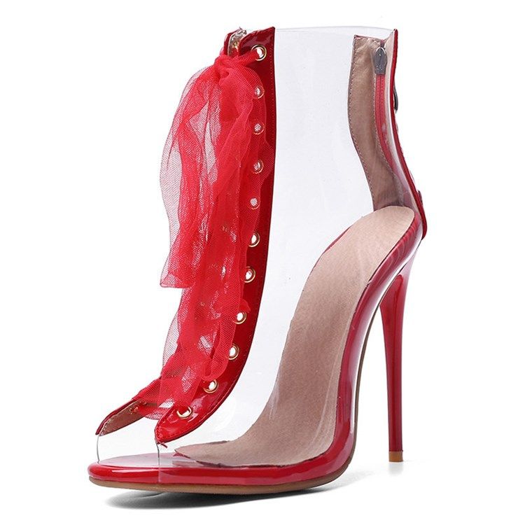 Kvinder Cross Strap Peep Toe High Heel Boots