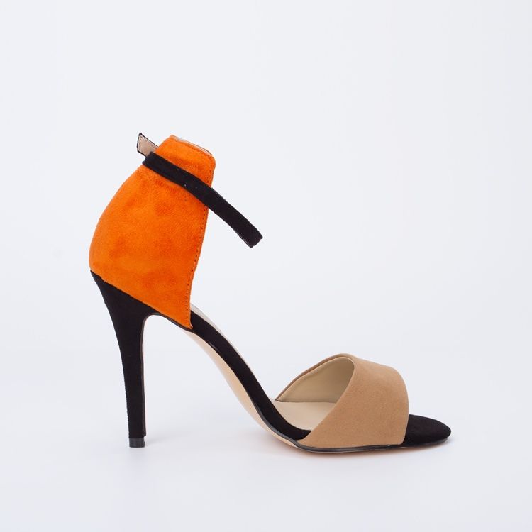 Kvinder Sling Back Patchwork Orange Stilettos Sandaler