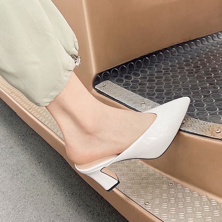 Kvinder Slip-on Chunky Heel Lukket Tå Casual Tøfler