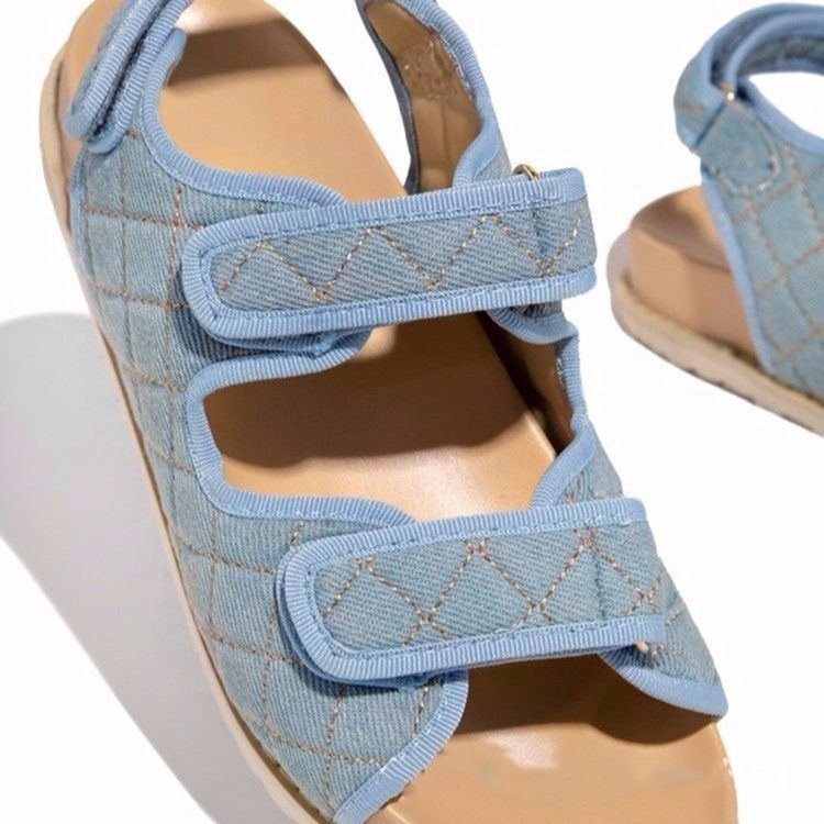 Kvinders Åben Tå Velcro Flad Med Spænde Sandaler