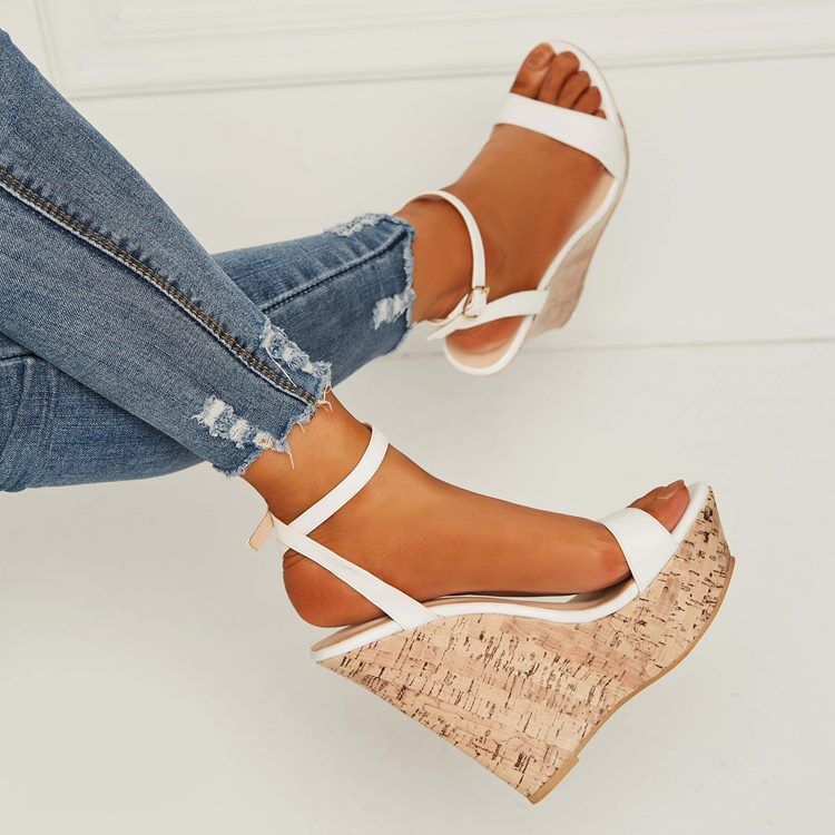 Kvinders Almindelige Line-style Buckle Wedge Sandals