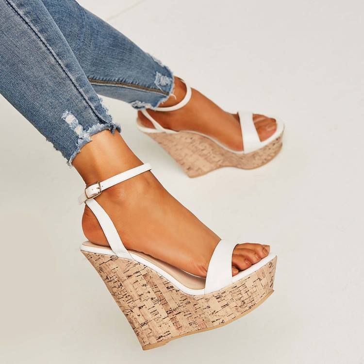 Kvinders Almindelige Line-style Buckle Wedge Sandals