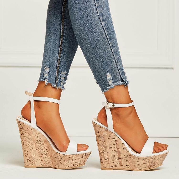 Kvinders Almindelige Line-style Buckle Wedge Sandals