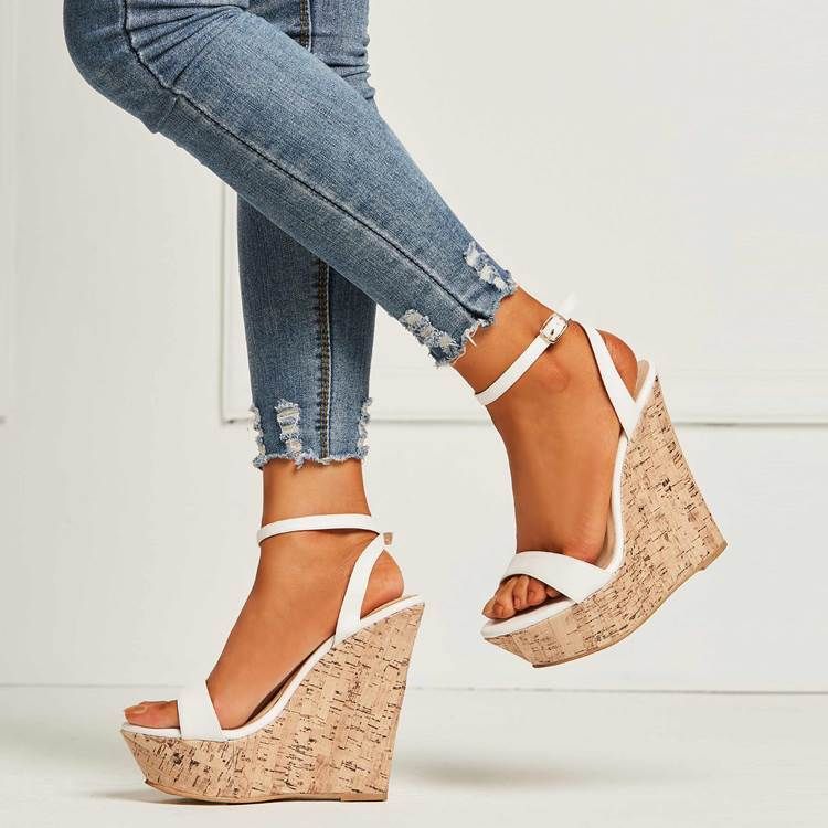 Kvinders Almindelige Line-style Buckle Wedge Sandals