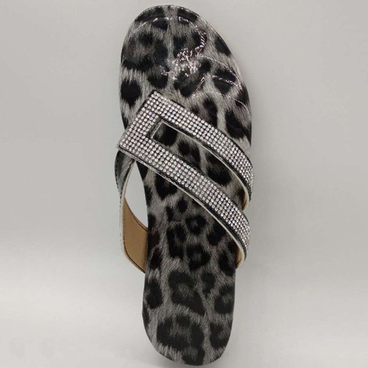 Kvinders Flade Med Slip-on Rhinestone Hjemmesko