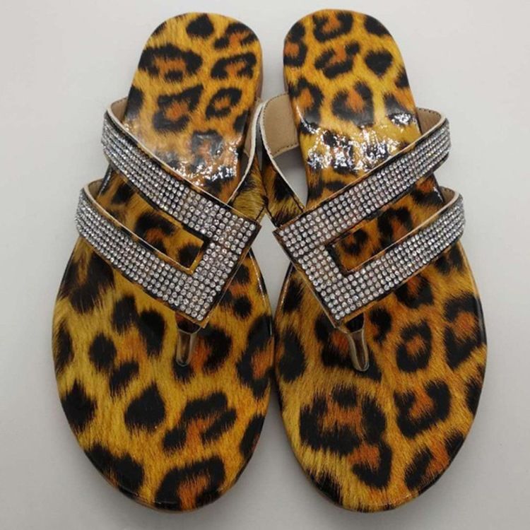 Kvinders Flade Med Slip-on Rhinestone Hjemmesko