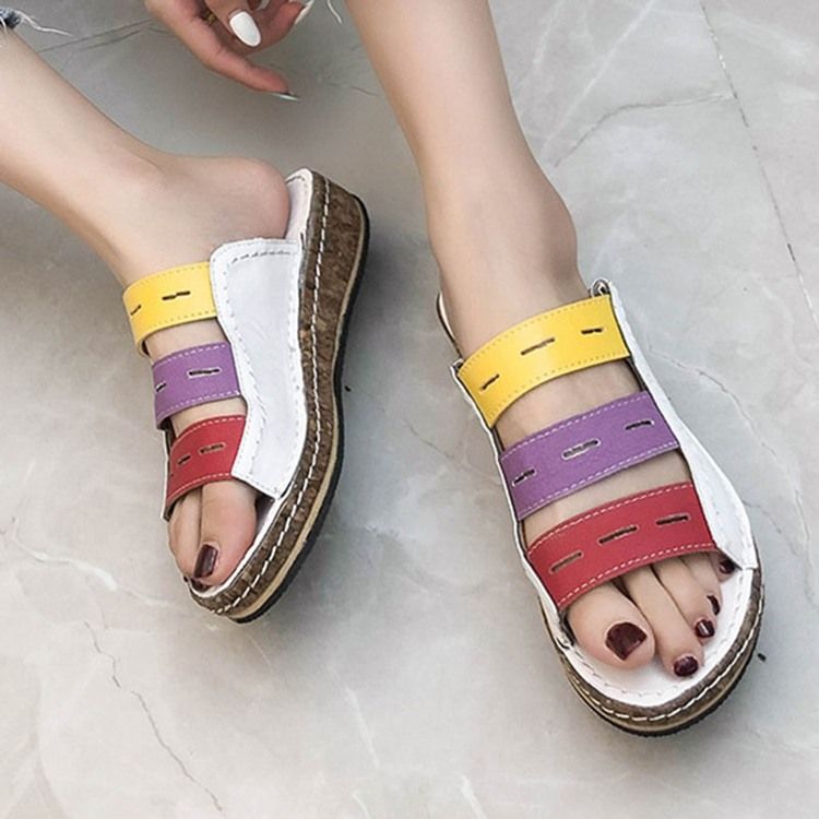 Kvinders Hule Flip-flop Slip-on Farveblok Tøfler