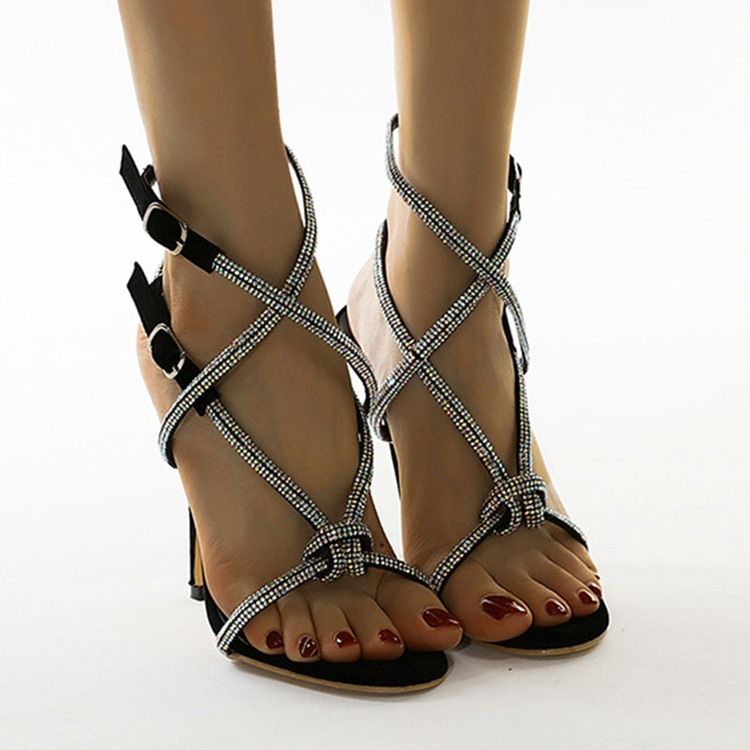 Kvinders Open Toe Strappy Buckle Professional Sandaler