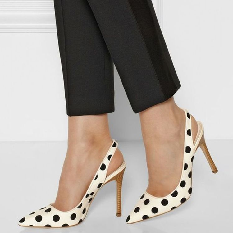 Kvinders Polka Dots Spids Tå Stiletto Sandaler