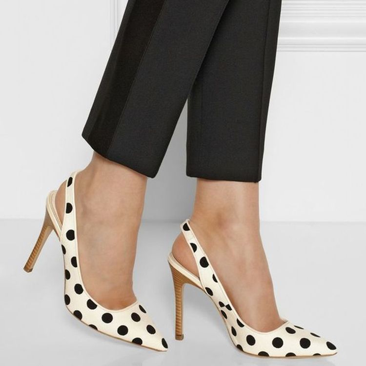 Kvinders Polka Dots Spids Tå Stiletto Sandaler