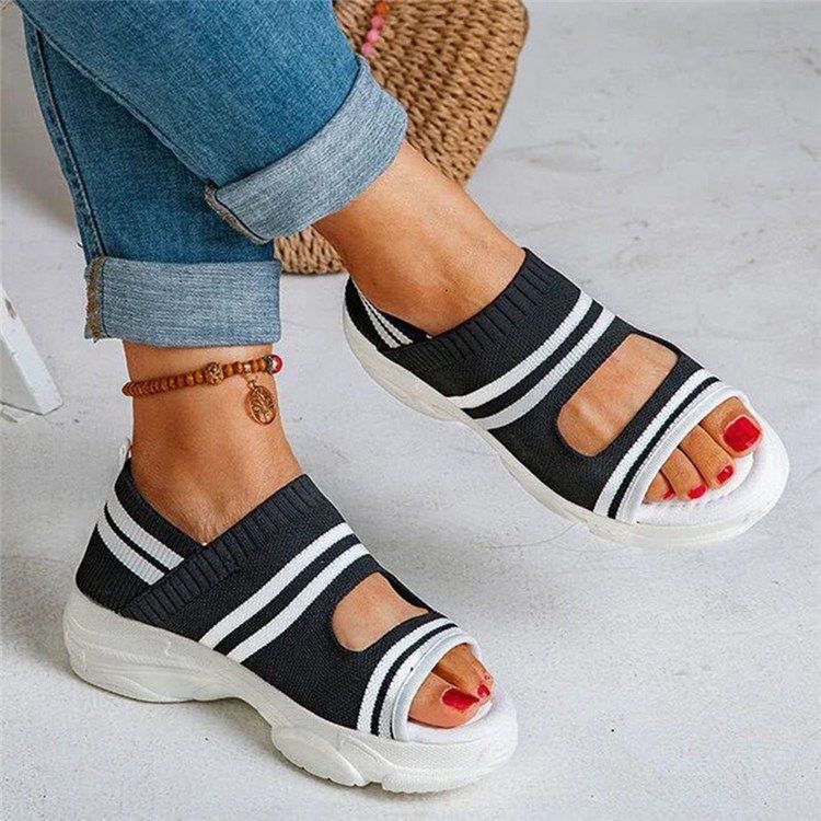 Kvinders Slip-on Peep Toe Casual Sandaler