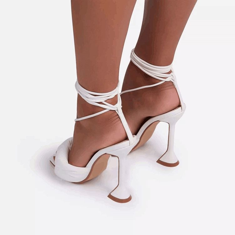 Lace-up Stiletto Heel Open Toe Lace-up Sandaler Til Kvinder