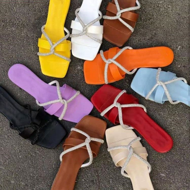 Slip-on Flip-flop Til Kvinder Med Tøfler Til Patchwork