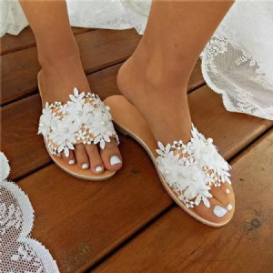 Slip-on Lace Flip Flop Gummi Tøfler Til Kvinder