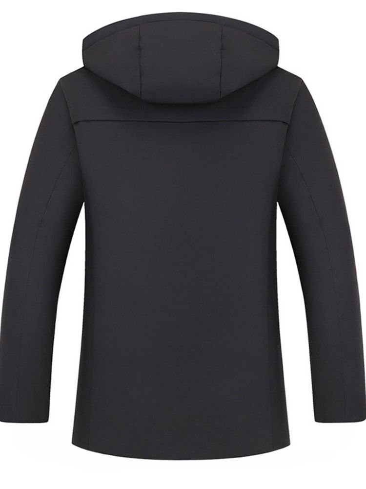 Hooded Plain Casual Herre Dunjakke