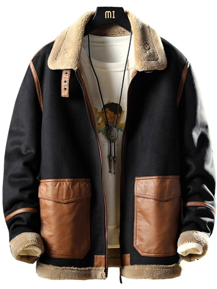 Lapel Thick Patchwork Loose Fashion Men's Jacket