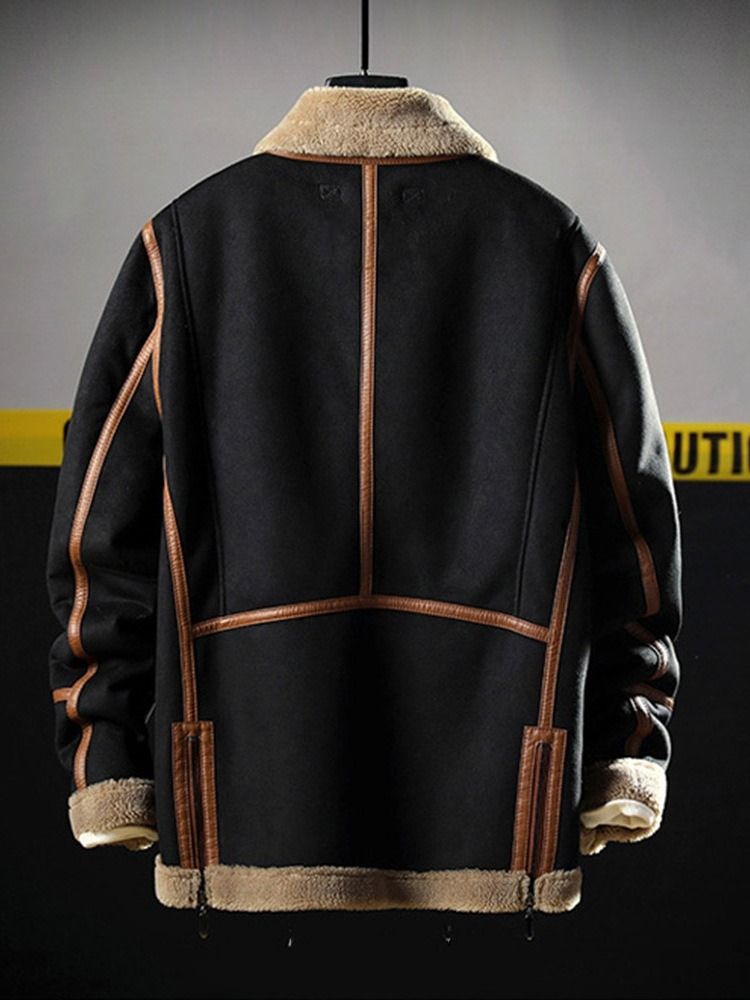 Lapel Thick Patchwork Loose Fashion Men's Jacket