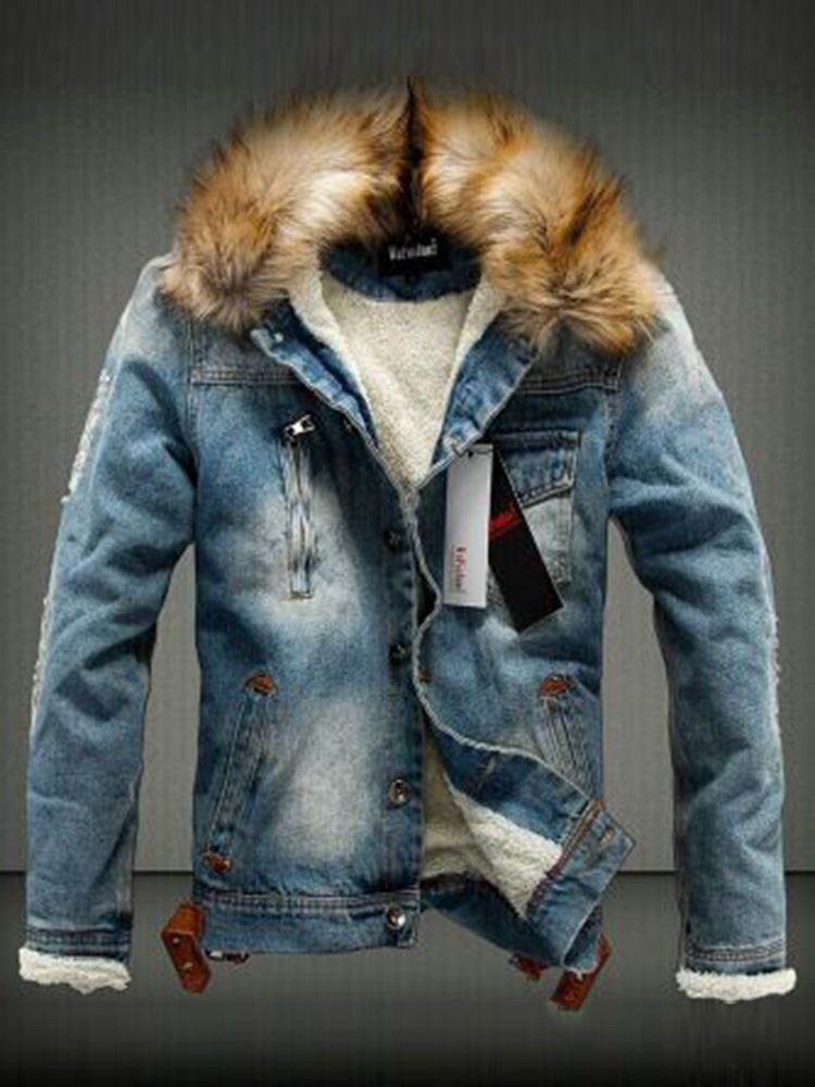 Lapel Thick Slim Single-breasted Men's Jacket