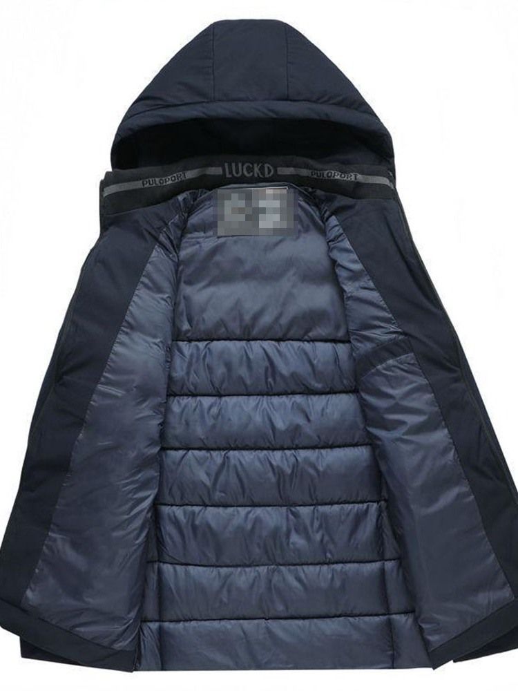 Plain Hooded Standard Casual Lynlås Mænds Dunjakke