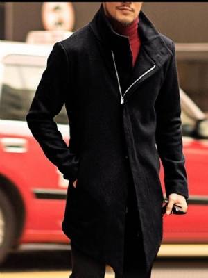 Plain Pocket Mid-length Style Slim Korean Korean's Coat