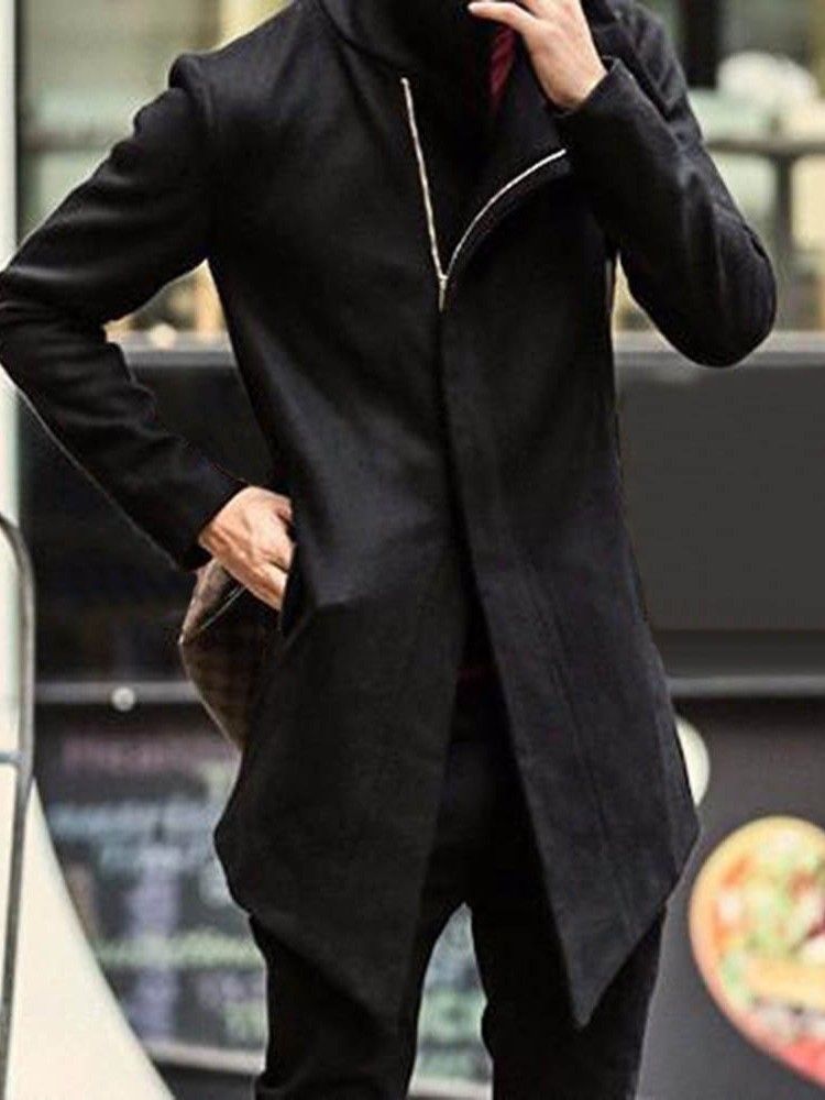 Plain Pocket Mid-length Style Slim Korean Korean's Coat