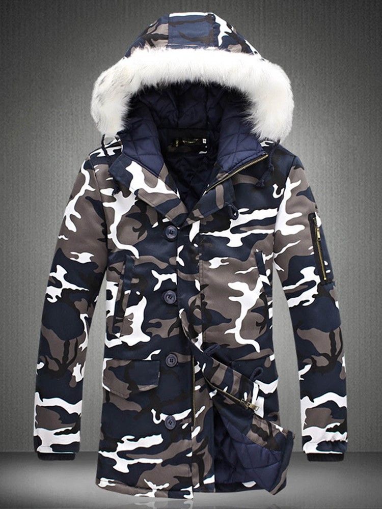 Zip Camouflage Thicken Warm Men's Winter Coat