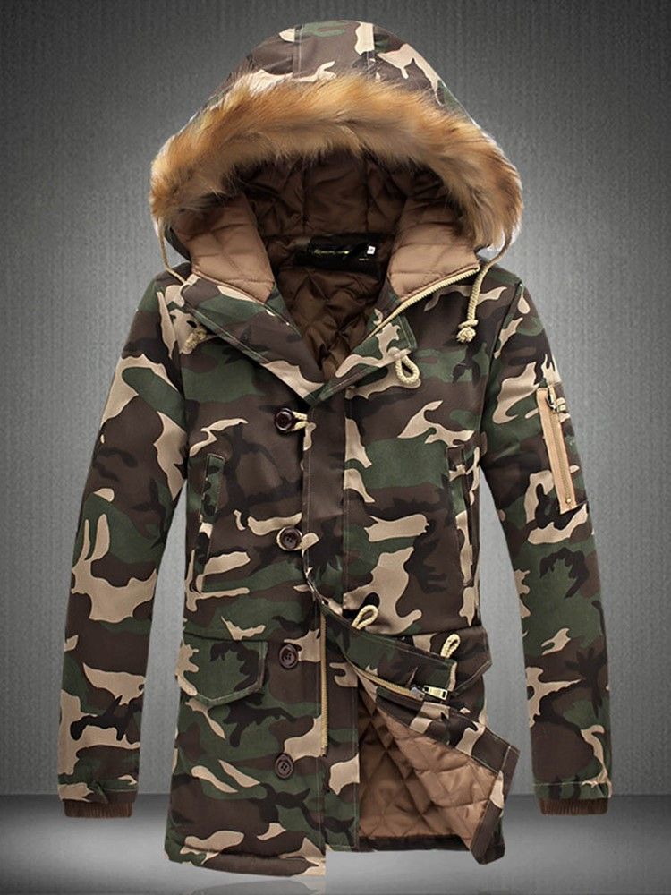 Zip Camouflage Thicken Warm Men's Winter Coat