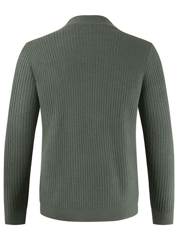 Almindelig Lomme V-hals Afslappet Enkelt-breasted Herre Sweater