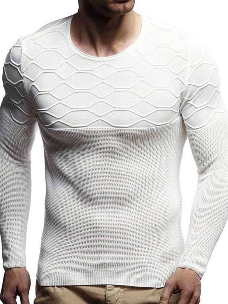 Almindelig Rund Halsudskæring Slim Slim Herre Sweater