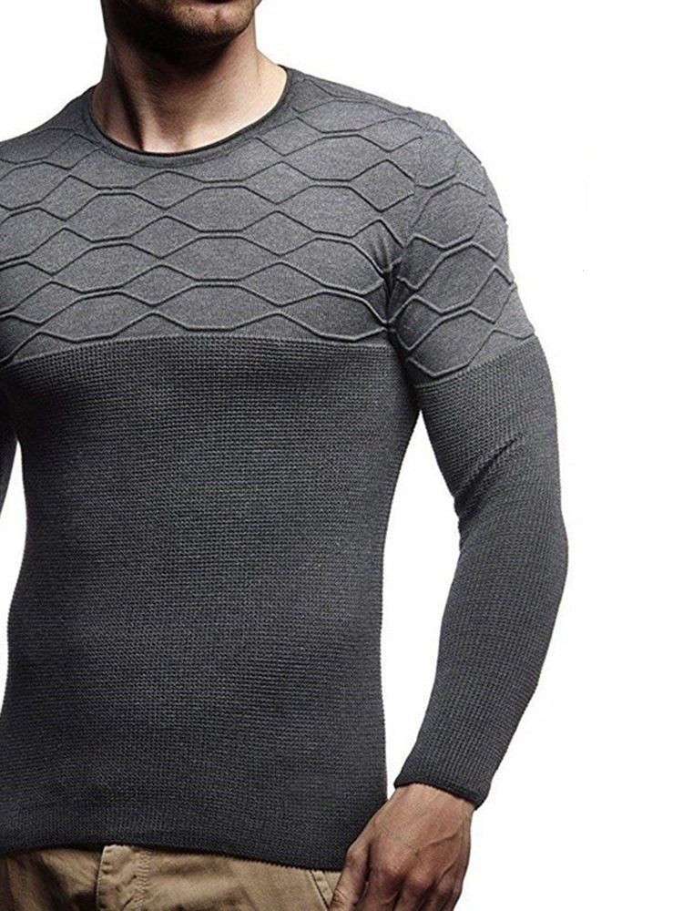 Almindelig Rund Halsudskæring Slim Slim Herre Sweater