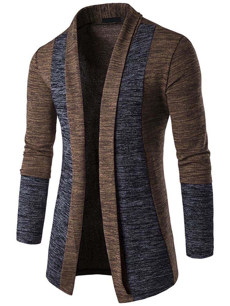 Color Block Cardigan Casual Herretøj