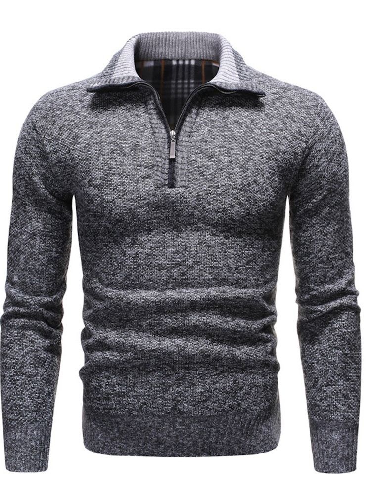 Color Block Lapel Silm Style European Men's Sweater