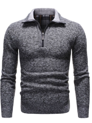 Color Block Lapel Silm Style European Men's Sweater