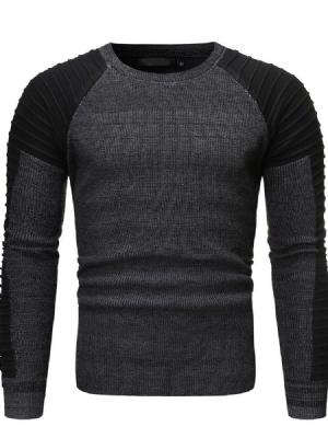 Color Block Round Neck Standard Casual Herre Slim Sweater