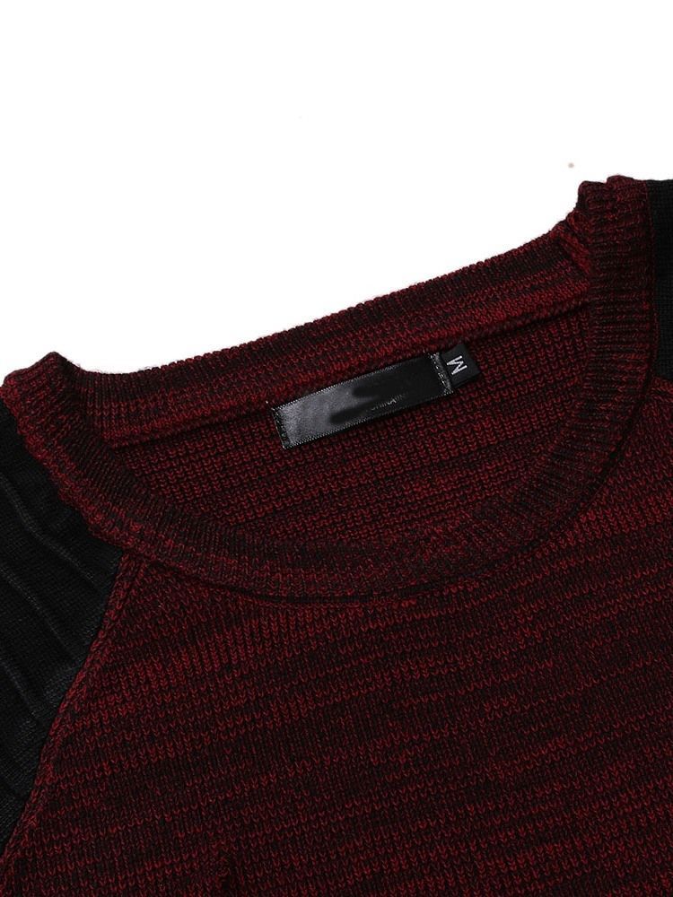 Color Block Round Neck Standard Casual Herre Slim Sweater