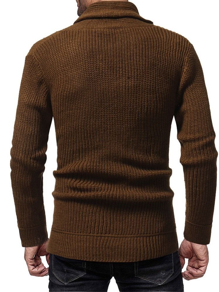 Heap Collar Plain Color Winter Slim Men's Sweater