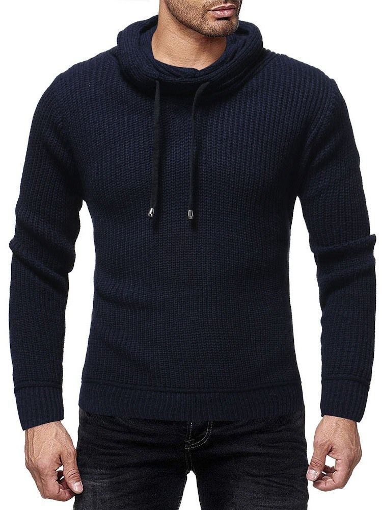 Heap Collar Plain Color Winter Slim Men's Sweater