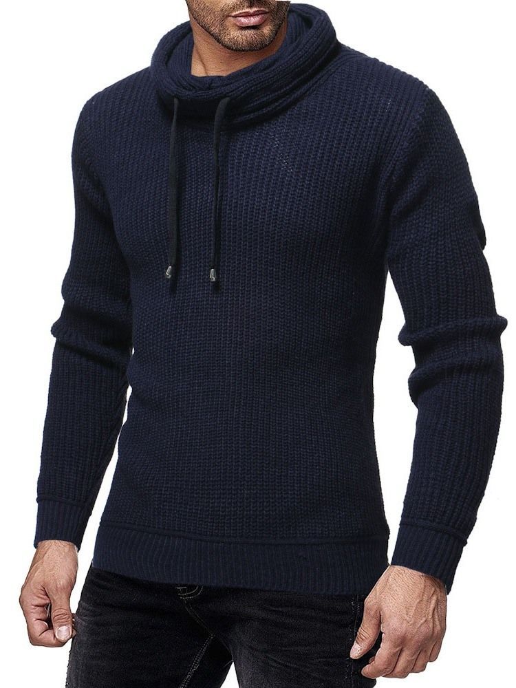 Heap Collar Plain Color Winter Slim Men's Sweater