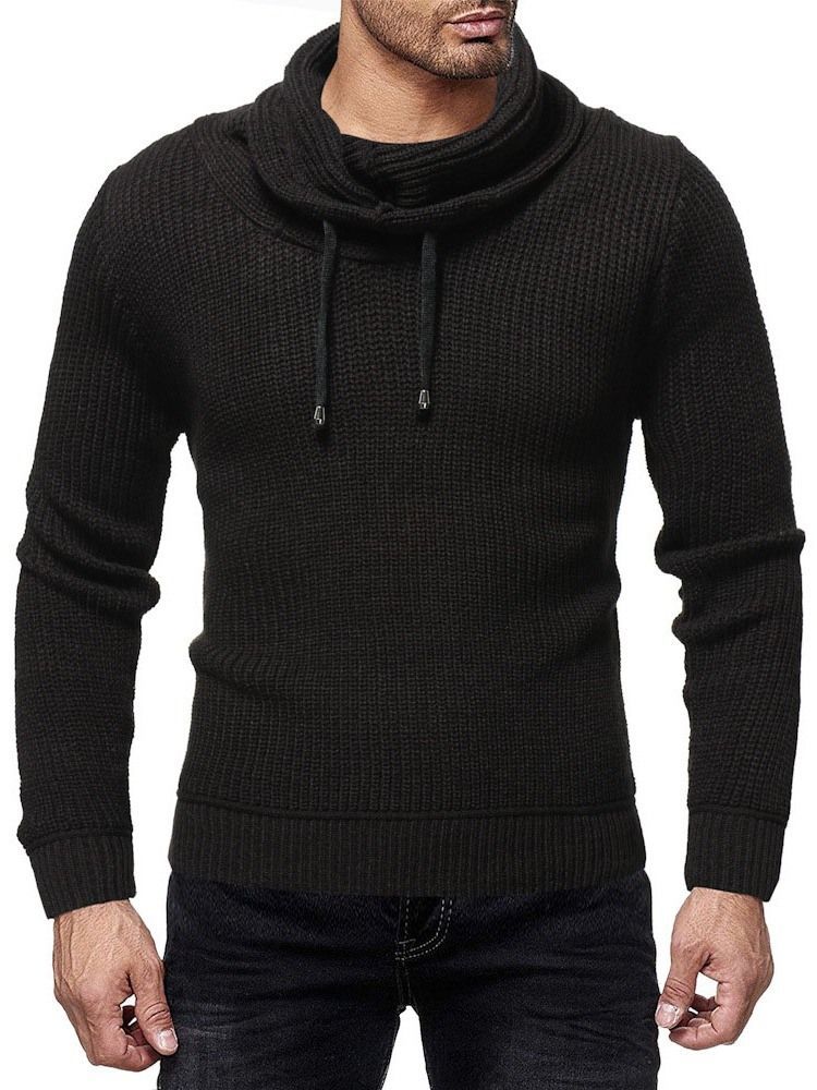 Heap Collar Plain Color Winter Slim Men's Sweater