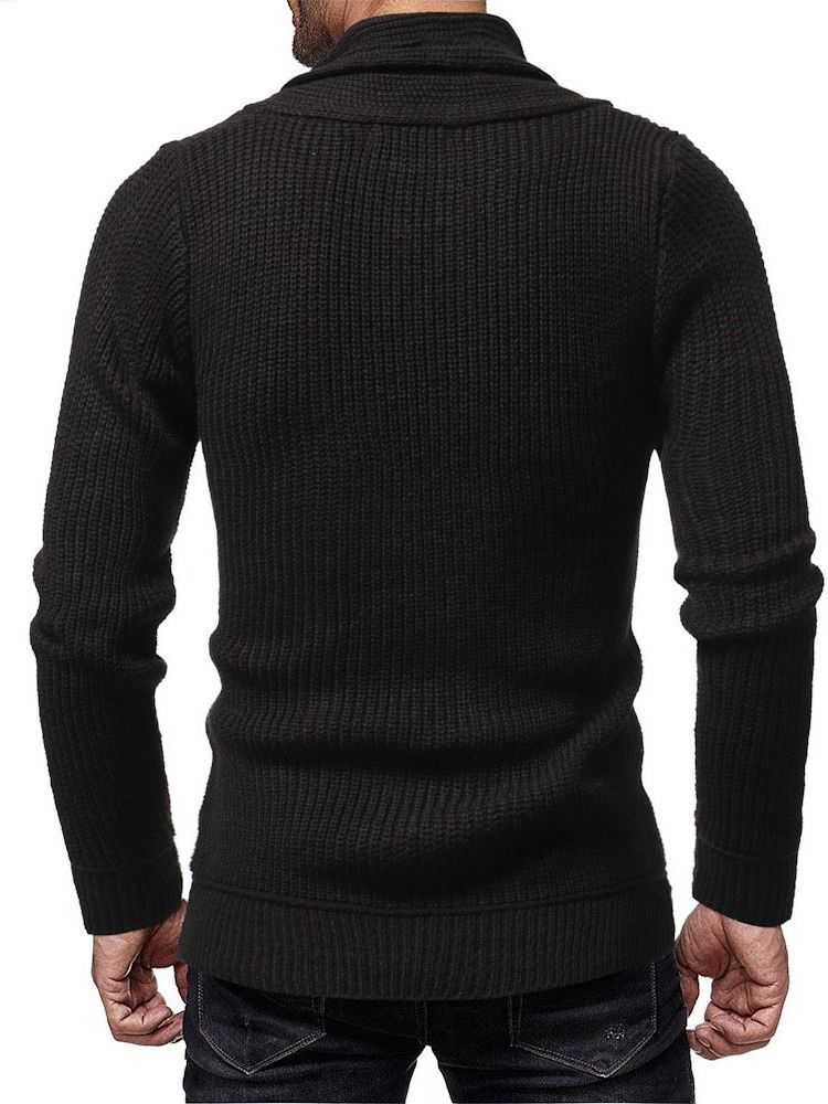 Heap Collar Plain Color Winter Slim Men's Sweater