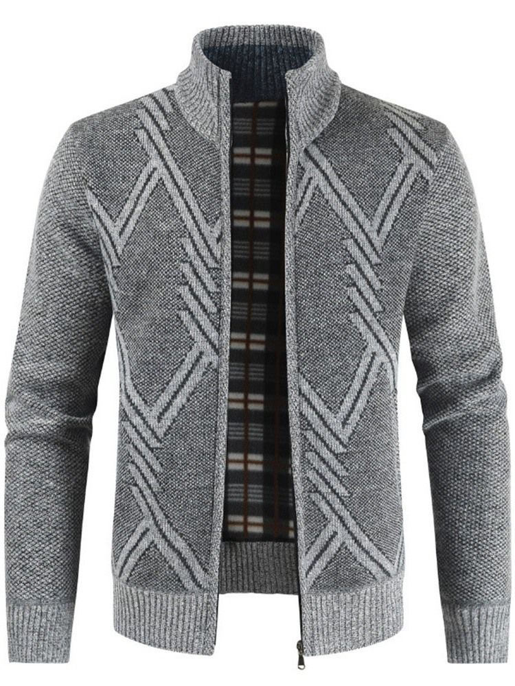 Herre Frakke Stand Collar Patchwork Standard Slim Casual Sweater