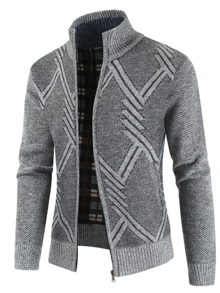 Herre Frakke Stand Collar Patchwork Standard Slim Casual Sweater