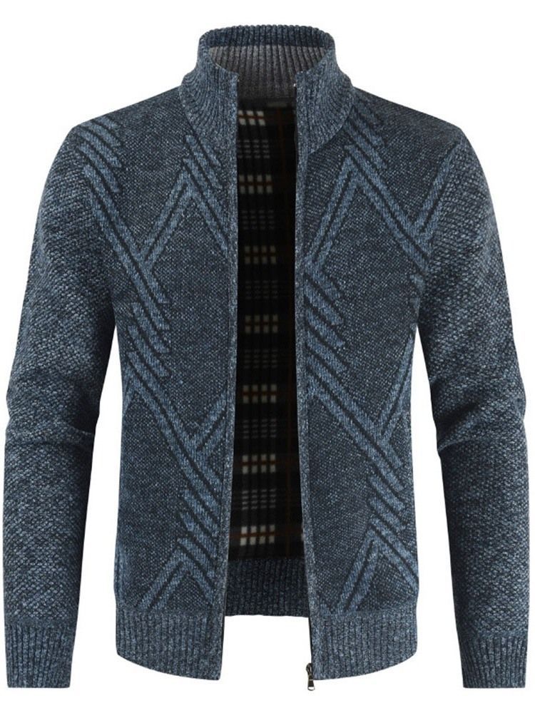 Herre Frakke Stand Collar Patchwork Standard Slim Casual Sweater