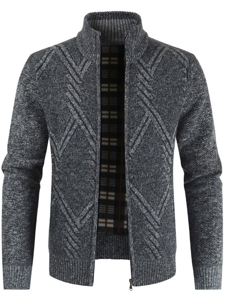 Herre Frakke Stand Collar Patchwork Standard Slim Casual Sweater