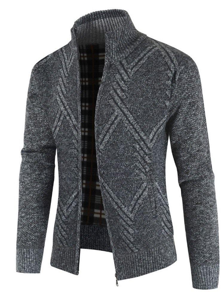 Herre Frakke Stand Collar Patchwork Standard Slim Casual Sweater